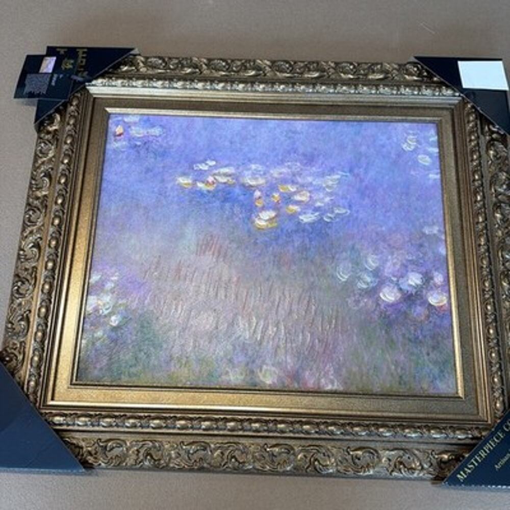 Claude Monet “Water Lilies 1917”27x24 Hand Painted Wood Frame